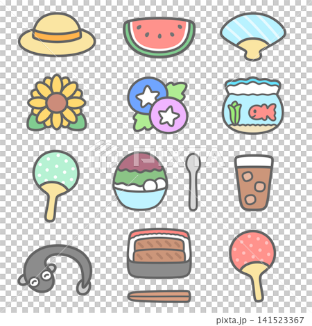 A set of cute summer-themed illustrations A set of cute summer-themed illustrations 141523367