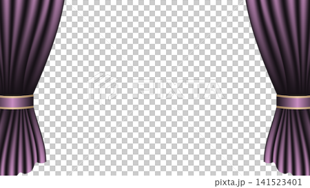 Purple curtain stage backdrop with tassels, theater stage framing material, 16:9 aspect ratio. Purple curtain stage backdrop with tassels, theater stage framing material, 16:9 aspect ratio. 141523401