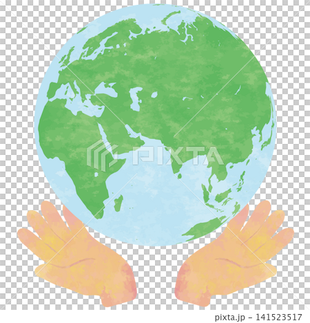 Earth held in both hands | Illustration for environmental conservation, SDGs, and protecting the future Earth held in both hands | Illustration for environmental conservation, SDGs, and protecting the future 141523517