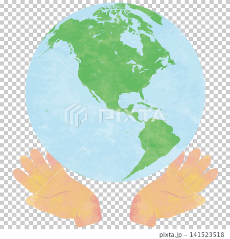 Earth held in both hands | Illustration for environmental conservation, SDGs, and protecting the future Earth held in both hands | Illustration for environmental conservation, SDGs, and protecting the future 141523518