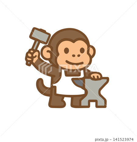 cute monkey as a blacksmith cute monkey as a blacksmith 141523974