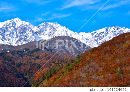 秋　白馬連峰　白馬三山　白馬鑓ヶ岳　杓子岳　白馬岳 141524621