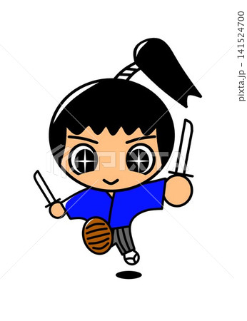 二刀流の可愛い侍キャラクター 二天一流・剣豪・武士・ポップな子供向けイラスト 白バック素材 二刀流の可愛い侍キャラクター 二天一流・剣豪・武士・ポップな子供向けイラスト 白バック素材 141524700