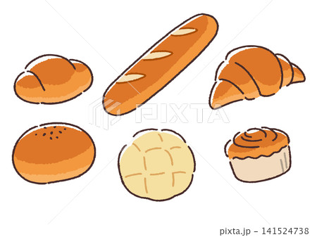シンプルかわいい色々なパンのイラストセット 141524738
