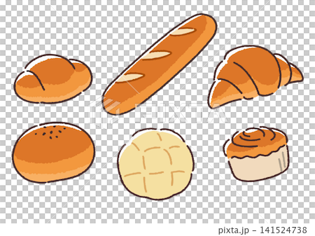 シンプルかわいい色々なパンのイラストセット 141524738