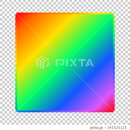 An illustration of a rainbow-colored square plate. Rainbow-colored gradient background. 141525125