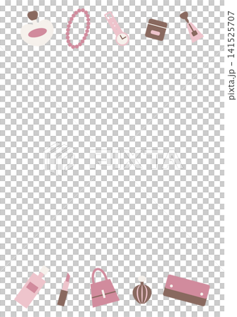 配件、皮夾、包包、化妝品——直式插圖——時尚布料 配件、皮夾、包包、化妝品——直式插圖——時尚布料 141525707