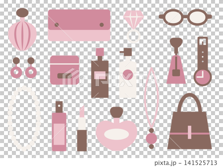 バッグ アクセサリー 財布のアイコンセット シンプルでかわいいファッション素材 141525713