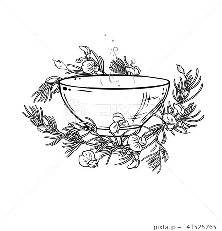 Cup of Rooibos Tea Outline Illustration. 141525765
