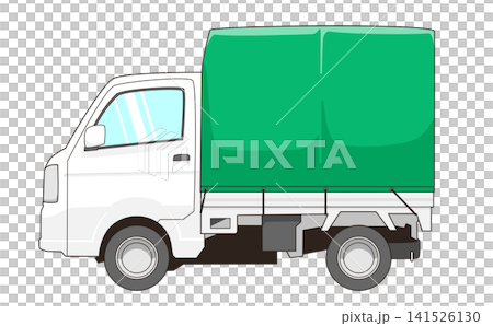 Vector illustration of a light truck with a side-facing cargo bed cover. 141526130