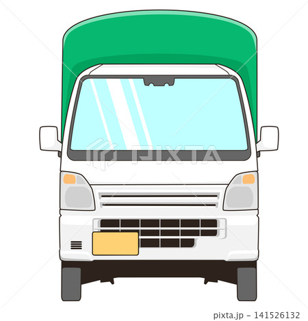 正面の荷台幌付きの軽トラックのベクター素材イラスト 正面の荷台幌付きの軽トラックのベクター素材イラスト 141526132