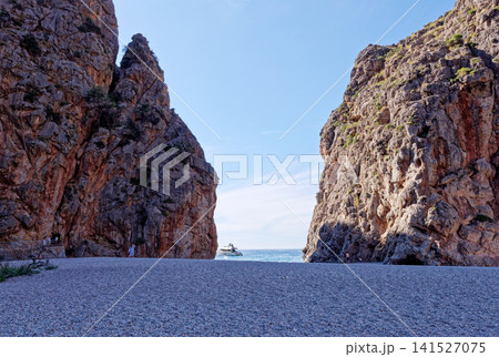 Torrent de Pareis - canyon with beautiful beach on Mallorca, Spain Torrent de Pareis - canyon with beautiful beach on Mallorca, Spain 141527075