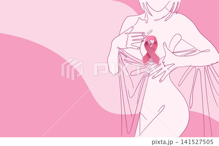 2minimal-line-art-breast-cancer-awareness-woman-pink-ribbon-vector 141527505