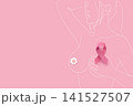 Minimal Line Art Woman with Pink Ribbon for Breast Cancer Awareness Vector Illustration 141527507