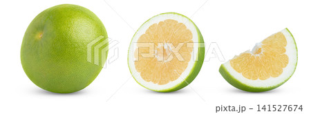 Citrus sweetie grapefruit fruit and half of pomelo, pomelit or Oroblanco citrus slice fruit isolated set, collection. Citrus sweetie grapefruit fruit and half of pomelo, pomelit or Oroblanco citrus slice fruit isolated set, collection. 141527674