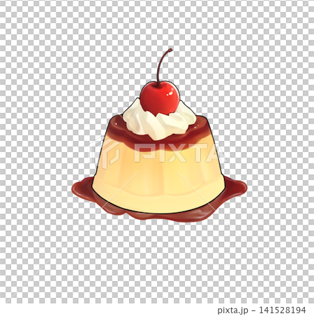 A delicious-looking pudding topped with caramel sauce, cream, and a cherry. A delicious-looking pudding topped with caramel sauce, cream, and a cherry. 141528194