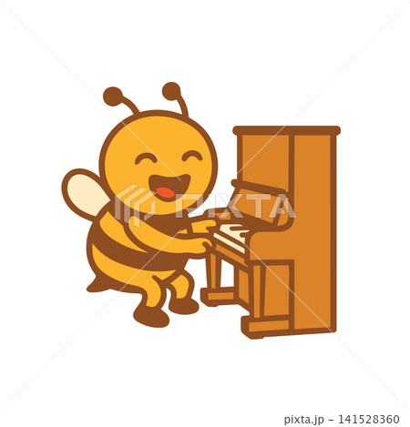 cute bee playing piano 141528360