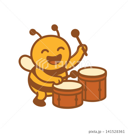 cute bee playing drum 141528361
