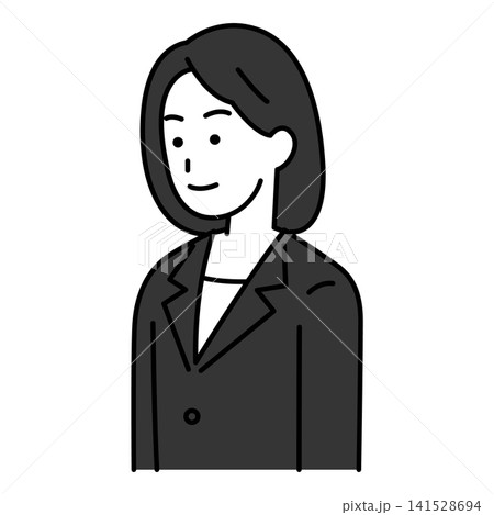 まっすぐ前を向いている黒いスーツの女性 141528694