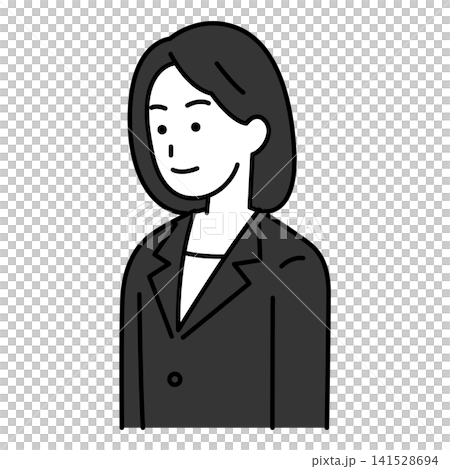 まっすぐ前を向いている黒いスーツの女性 141528694