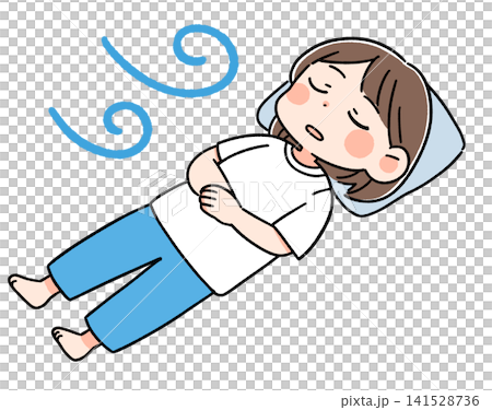 An illustration of a person sleeping in a cool place. An illustration of a person sleeping in a cool place. 141528736