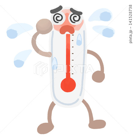 汗をかく気温計のキャラクターのイラスト 汗をかく気温計のキャラクターのイラスト 141528738