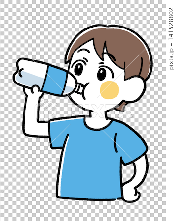 圖:一個人正在用塑膠瓶喝水 圖:一個人正在用塑膠瓶喝水 141528802