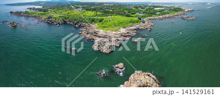 空撮「青森県」海から臨む種差海岸の風景 八戸市 空撮「青森県」海から臨む種差海岸の風景 八戸市 141529161