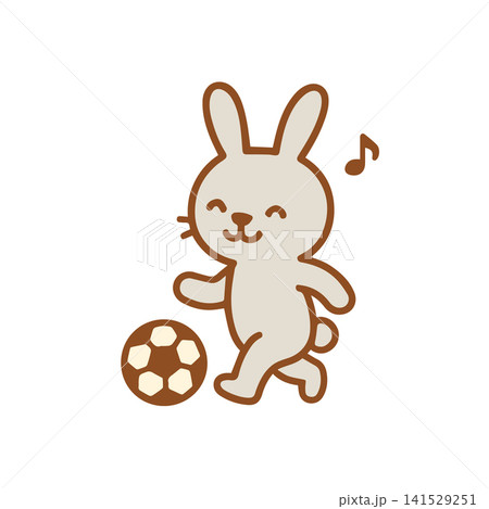 cute rabbit playing football 141529251