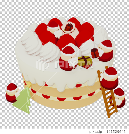 クリスマスケーキの飾りつけをする小さな6人のサンタクロース クリスマスケーキの飾りつけをする小さな6人のサンタクロース 141529643