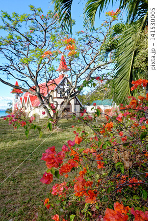 Notre-Dame Auxiliatrice Church with Red Roof in Cap Malheureux, Mauritius Notre-Dame Auxiliatrice Church with Red Roof in Cap Malheureux, Mauritius 141530005