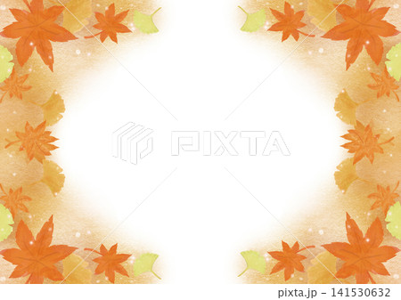 水彩画風の紅葉のイラストフレーム 水彩画風の紅葉のイラストフレーム 141530632