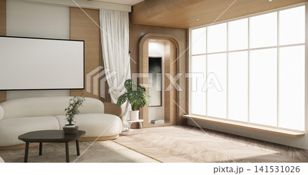 white sofa armchair minimalist designin living room interior muji style.3D rendering white sofa armchair minimalist designin living room interior muji style.3D rendering 141531026