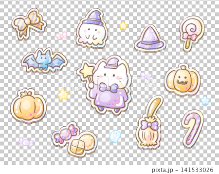 Halloween Pastel Color Puffy 3D Sticker Material Set: White Cat and Ghost Halloween Pastel Color Puffy 3D Sticker Material Set: White Cat and Ghost 141533026