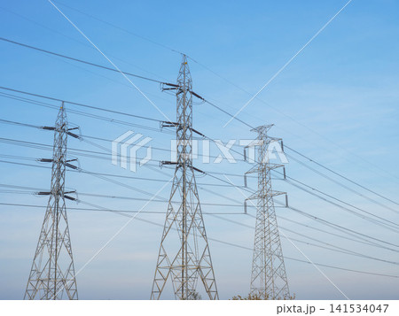 Electric Power Transmission Towers and High Voltage Lines Electric Power Transmission Towers and High Voltage Lines 141534047