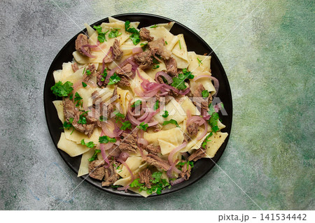 Beshbarmak, Kazakh meat, boiled meat with noodles, Beshbarmak, Kazakh meat, boiled meat with noodles, 141534442