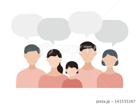子育て家族の会話・意見のベクターイラスト素材(ピンク) 子育て家族の会話・意見のベクターイラスト素材(ピンク) 141535267