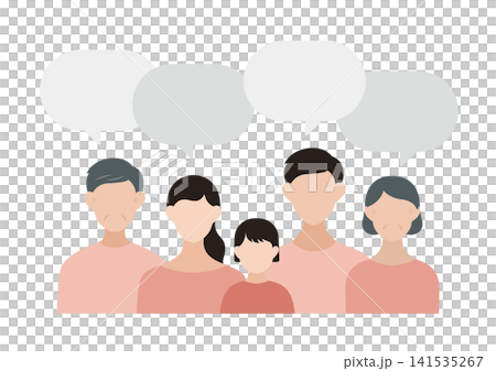 子育て家族の会話・意見のベクターイラスト素材(ピンク) 子育て家族の会話・意見のベクターイラスト素材(ピンク) 141535267