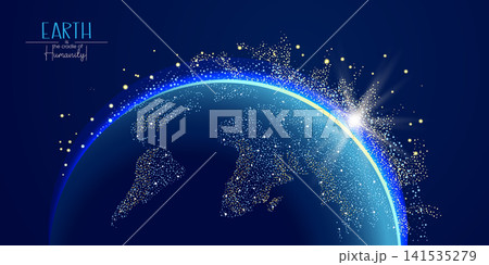 Earth globe rotating in outer space. Concept Earth is cradle of humanity 141535279