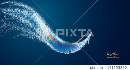 Abstract digital 3D growth arrows up on technology blue background. 141535280