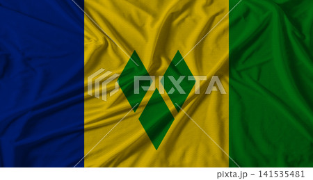 Saint Vincent and the Grenadines flag with fabric texture background. National flag of Saint Vincent and the Grenadines with cloth texture Saint Vincent and the Grenadines flag with fabric texture background. National flag of Saint Vincent and the Grenadines with cloth texture 141535481