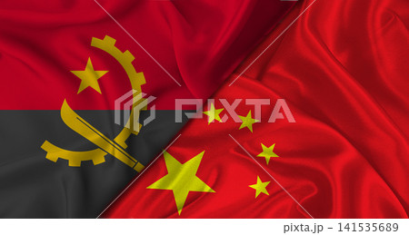 Bilateral relations between Angola and China. Flag of Angola and China 141535689