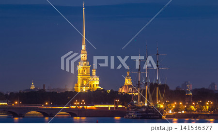The Peter and Paul Fortress day to night timelapse is the original citadel of St. Petersburg, Russia 141536377