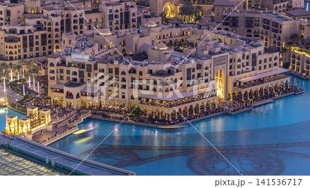 Dubai downtown day to night timelapse. Top view from above Dubai downtown day to night timelapse. Top view from above 141536717
