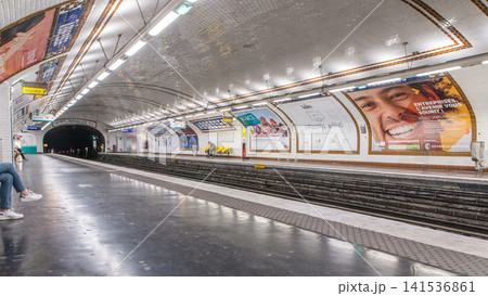 Paris Metro platform timelapse. It is the one of the largest underground system in the world. Paris, France Paris Metro platform timelapse. It is the one of the largest underground system in the world. Paris, France 141536861