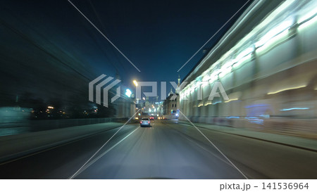 Drive through Traffic of cars in Moscow city streets, timelapse hyperlapse Russia Drive through Traffic of cars in Moscow city streets, timelapse hyperlapse Russia 141536964