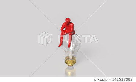 Creative Businessman Sitting on Light Bulb Concept 3d render. Creative Businessman Sitting on Light Bulb Concept 3d render. 141537092