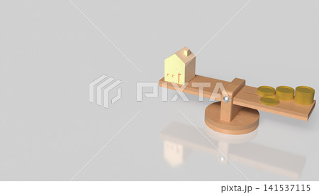 Home Value and Mortgage Affordability Balance Concept 3d render. Home Value and Mortgage Affordability Balance Concept 3d render. 141537115