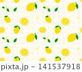 レモンとドット柄のシームレスパターン 141537918