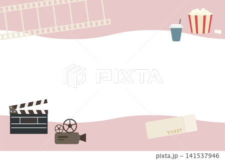 おしゃれな映画・シネマイメージのフレームイラスト素材 おしゃれな映画・シネマイメージのフレームイラスト素材 141537946